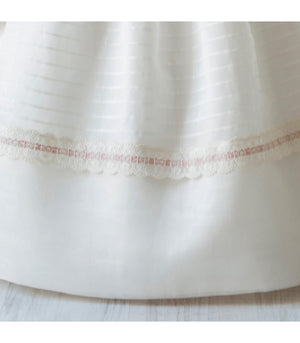 Elegant  French Sleeves Beige Stripes  Spanish Communion Gown Marla K198